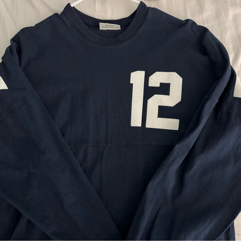 Spirit Blue and White Crewneck Sweater Bold Number Design